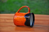Velký rovný hrnek "Orange&Black" - 3